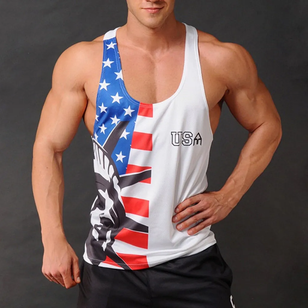Мужская футболка с принтом День Независимости облегающий жилет для фитнеса