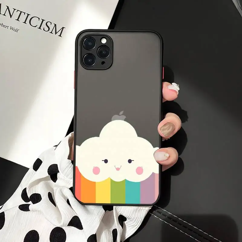 

rainbow cloud cute Cartoon corlorful Phone Cases matte transparent For iphone 7 8 11 12 plus mini x xs xr pro max cover