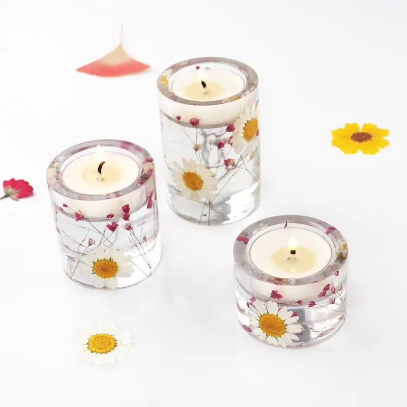 

DIYCrystal Epoxy Resin Mold Candle Holder Glue Casting Mould Aromatherapy Candle Tray Mirror Silicone Mold Home Decor Craft Make