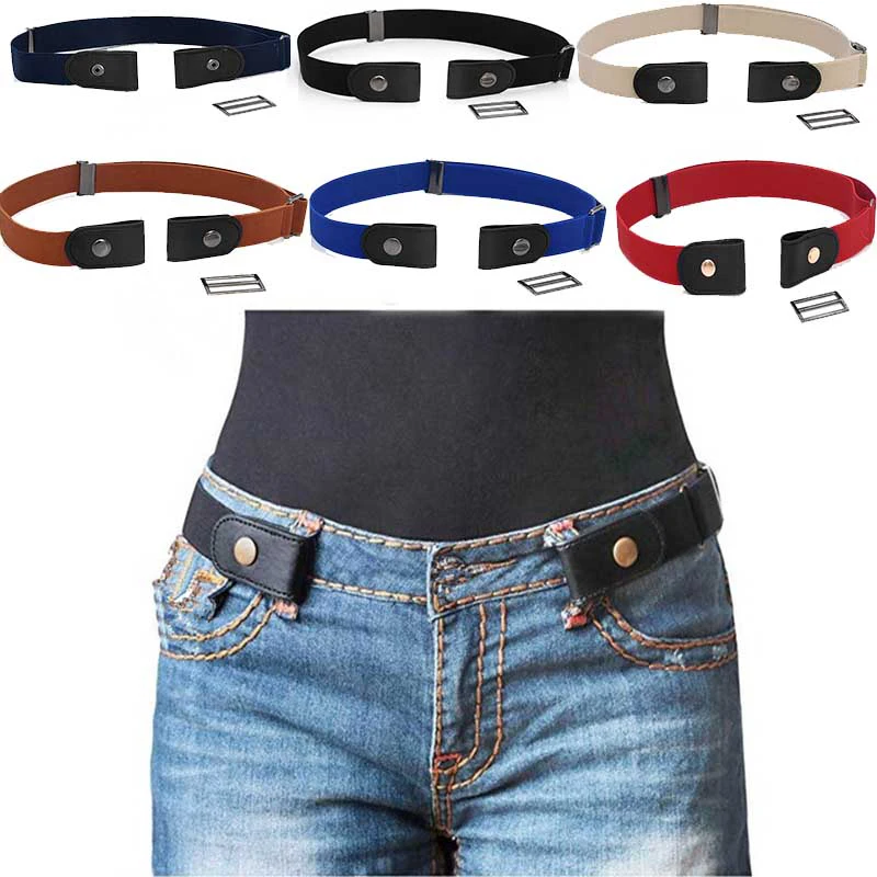 

Buckle-Free Belt For Jean Pants,Dresses,No Buckle Stretch Elastic Waist Belt For Women/Men,No Bulge,No Hassle Waist Belt