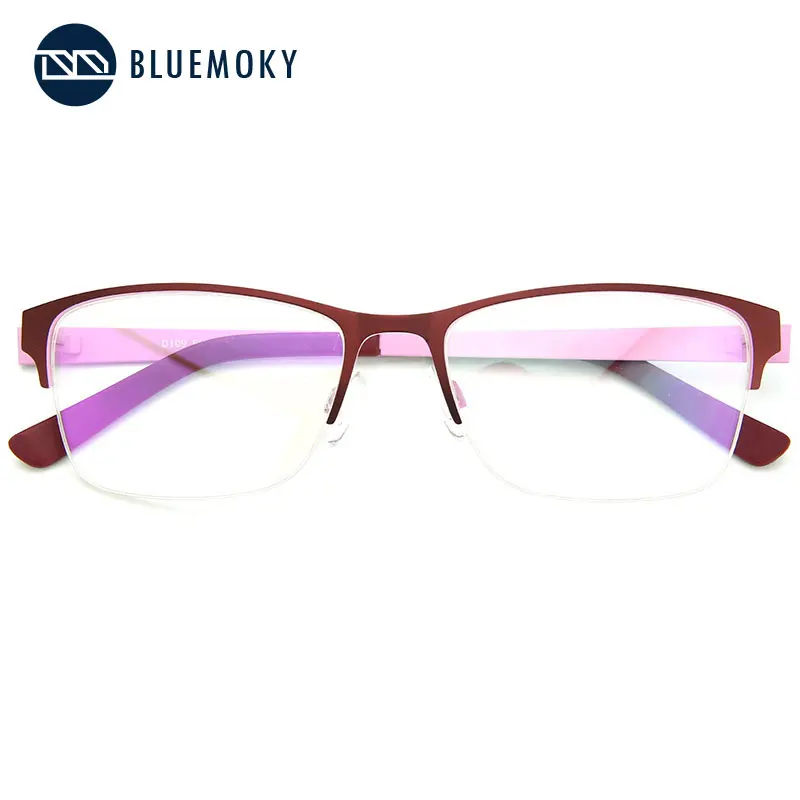 BLUEMOKY, металлические полуоправы, очки по рецепту, оправа для мужчин, оптическая дальнозоркость, близорукость, очки, BT8016
