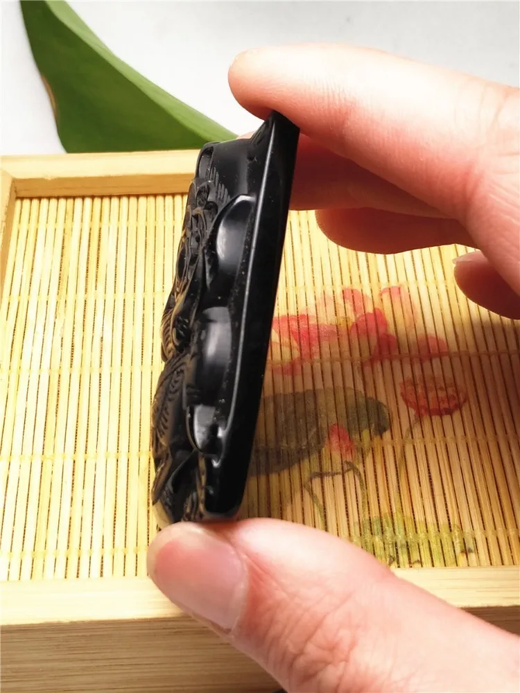 LETSFUN ювелирные изделия для мужчин Натуральный Черный волк обсидиановый браслет