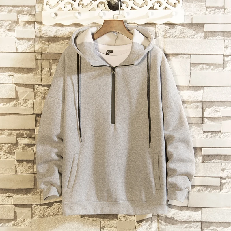 

Japanese stock mainly promotes new autumn and winter student large solid color basic zipper loose Hoodie