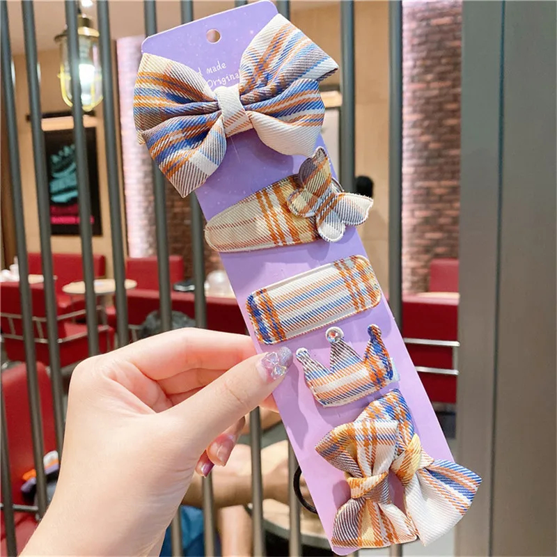 2021 Модные Элегантные Заколки в клетку с бантом для женщин и девочек детские