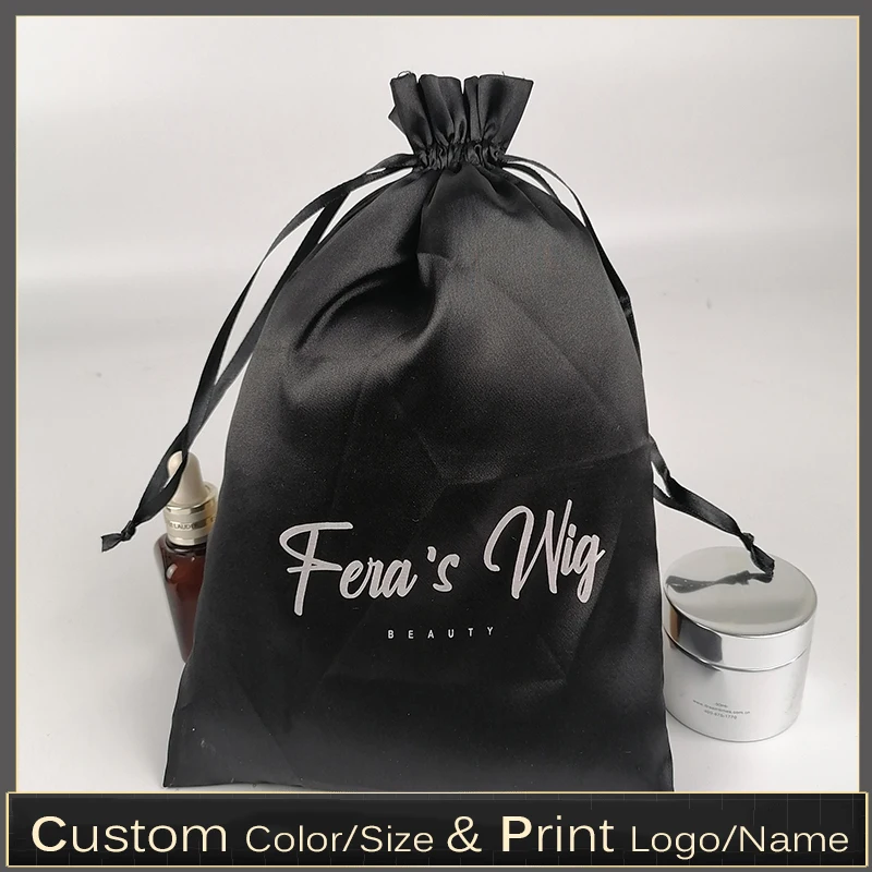 

Рождественская сумка на шнурке, шелковая, атласная, с логотипом под заказ, для хранения париков, обуви, одежды, путешествий, 20 шт./лот