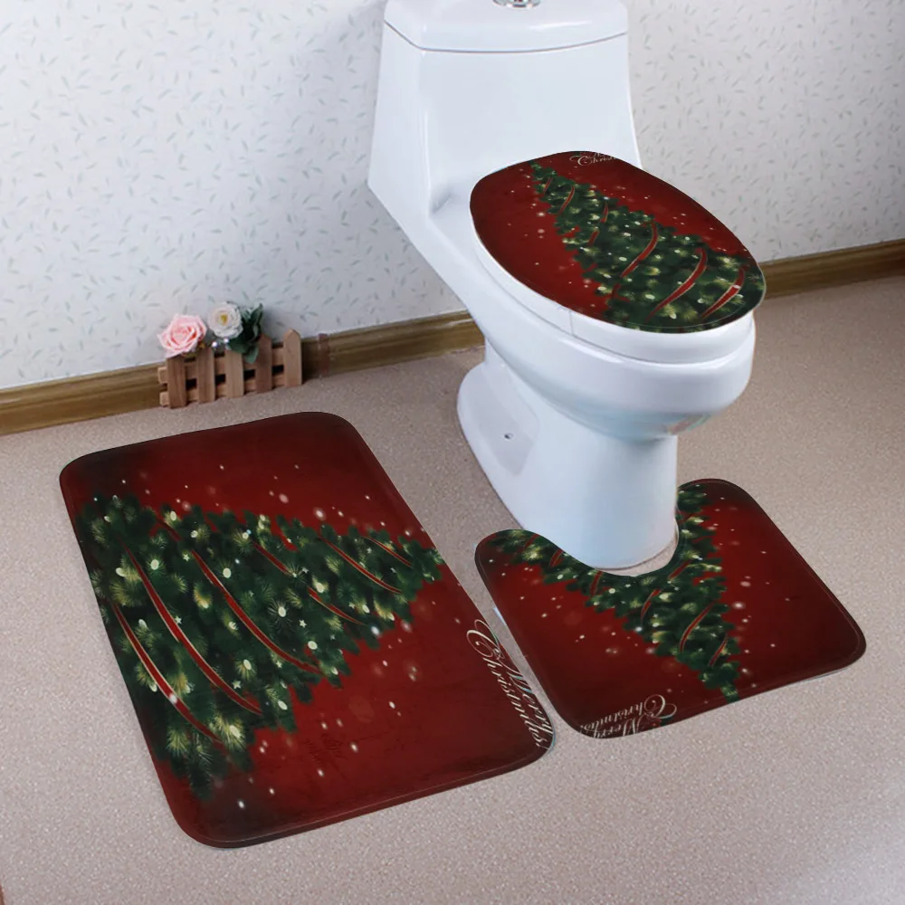Christmas bath mat22 Рождественский коврик для ванной Wc, сиденье для унитаза, чехол, коврик для туалета туалет, подогреватель сидений, тапас, коврик для туалета, декоративная кювета, Рождественский комод для ванной комнаты - Цвет: Christmas bath mat22