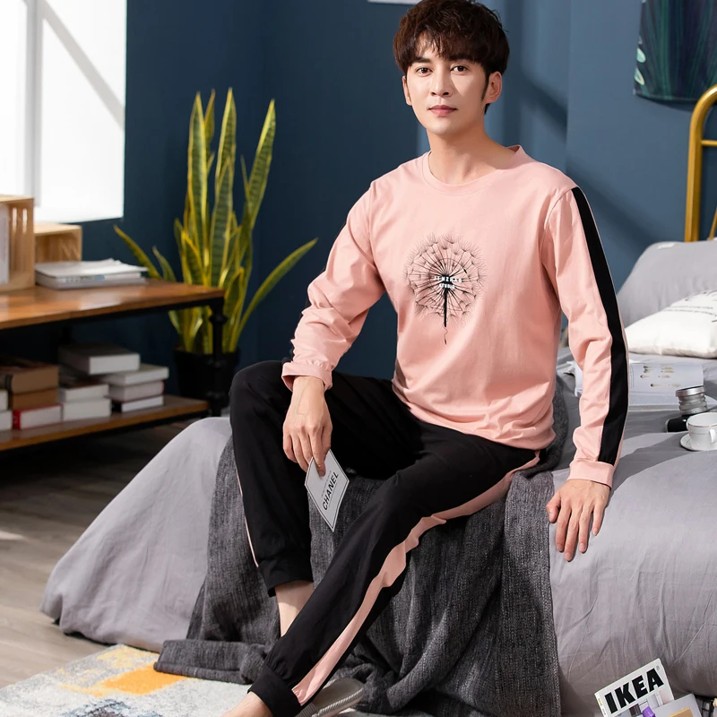 Роскошный мужской комплект одежды для сна из 100% хлопка на осень и зиму 2019|Мужские