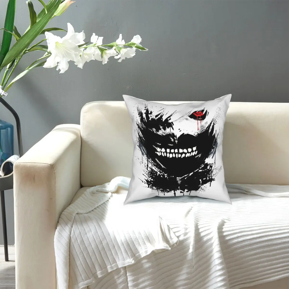 

Ken Kaneki Tokyo Ghoul Pillow Cover Home Decor Anime Cushions Throw Pillow for Car Polyester Double-sided Printing Casual