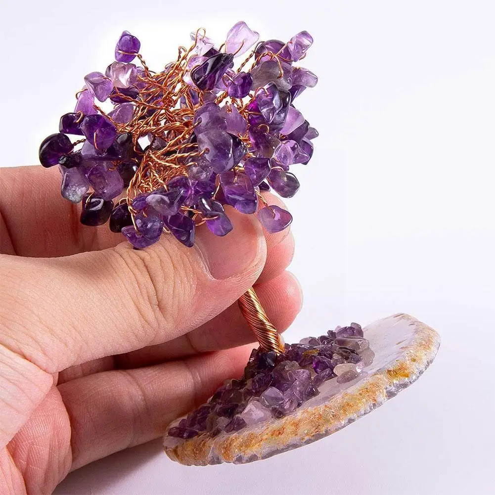 

Мини Хрустальный бонсай, натуральный аметист, роза, хрусталь, удача ручной работы, хорошее дерево, богатство, семейное дерево, ручная работа,...