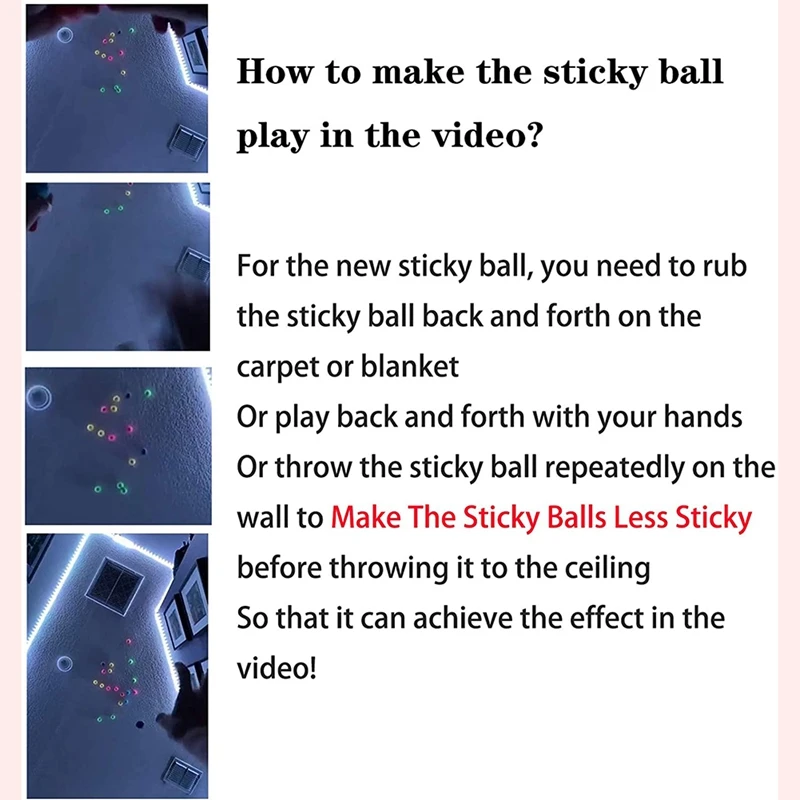 

4 Pcs Luminous Ceiling Ball Sticky Ball Stick to the Wall and Slowly Fall Down Glow Stress Relief Toys for Kids Adults