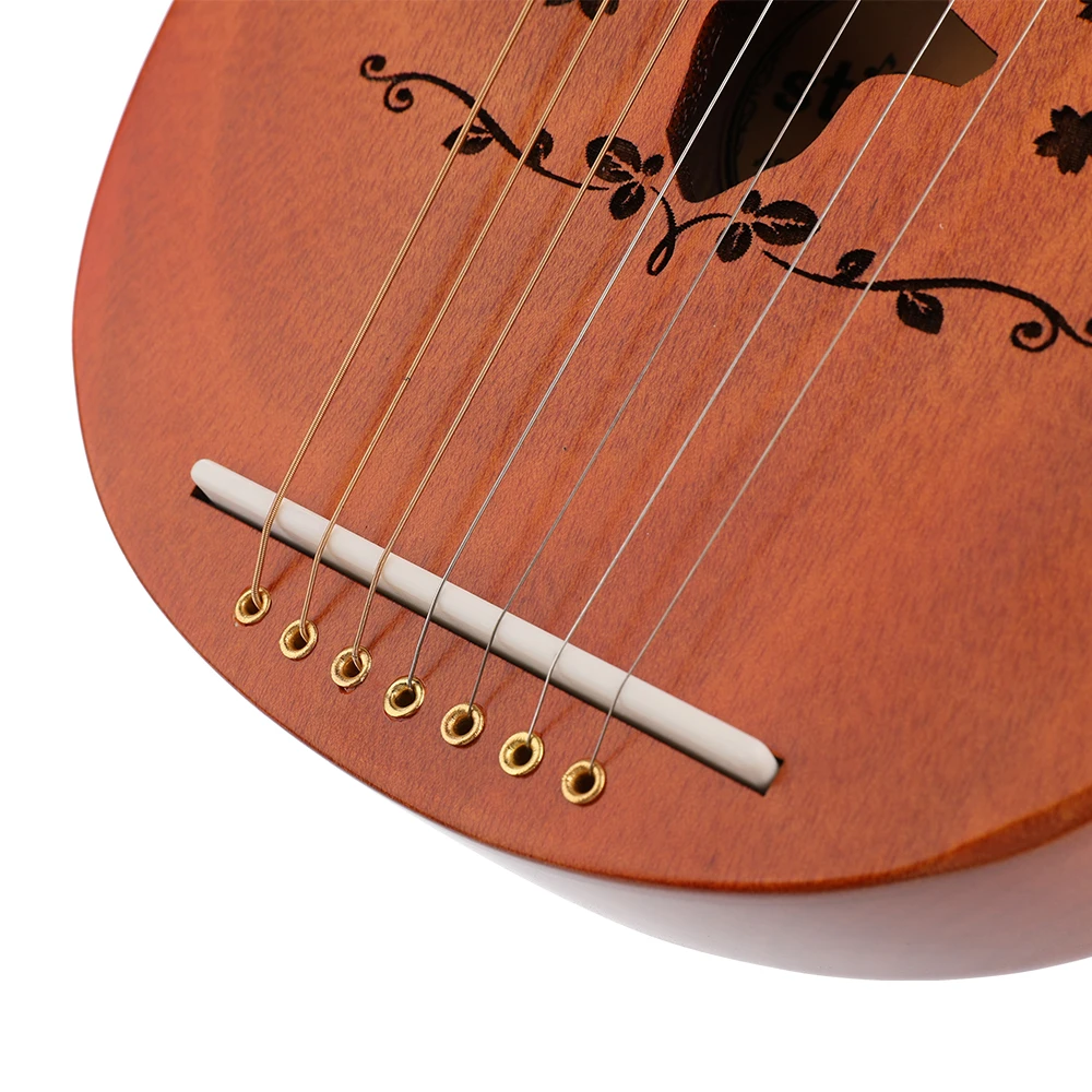 

7-String Lyre Harp Mahogany Solid Wooden Metal Strings Stringed Instruments