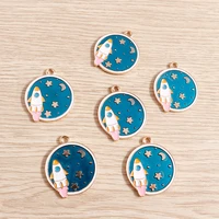 10pcs 2529mm enamel space rocket moon star charms for jewelry making drop earrings pendants necklaces diy crafts accessories