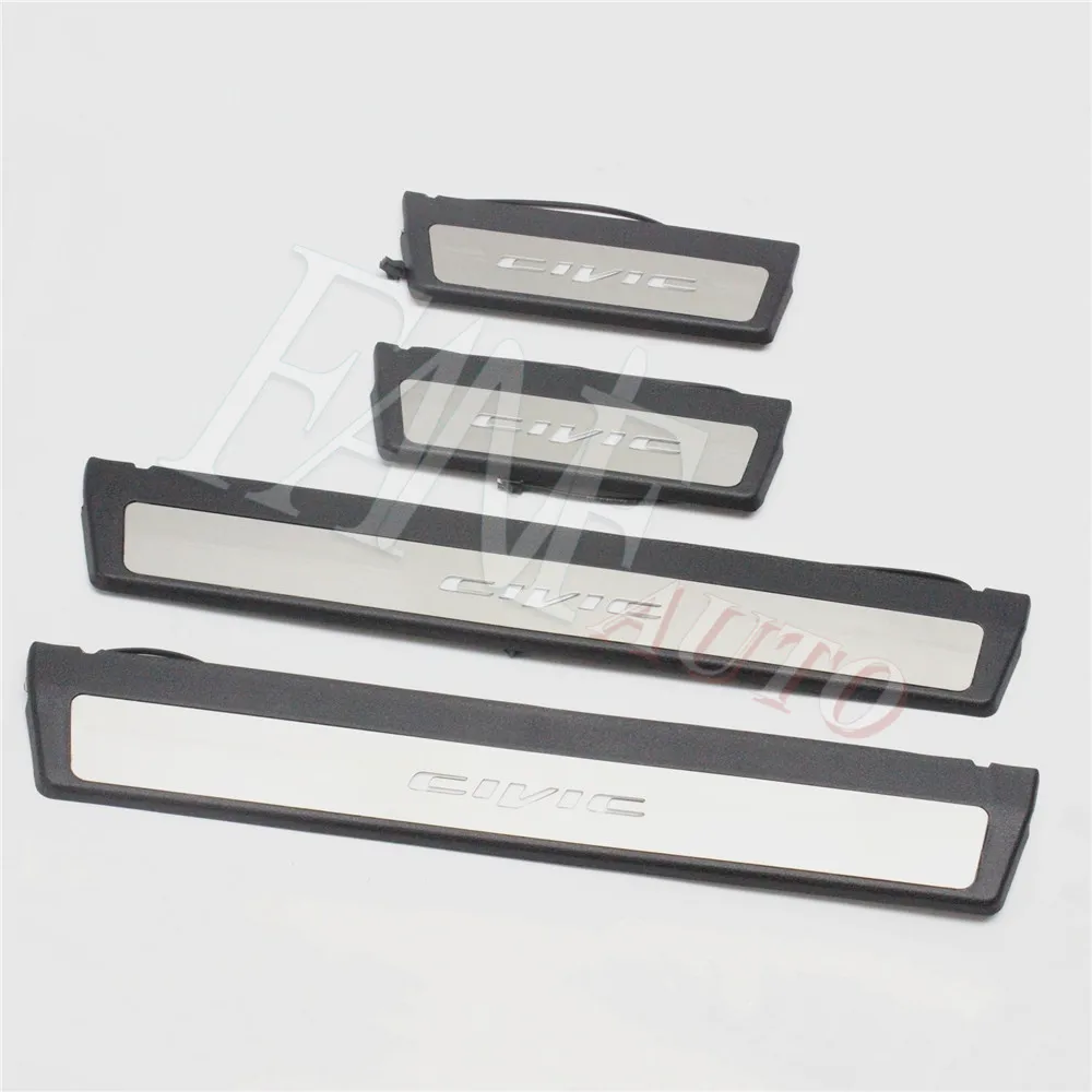 Стайлинг автомобиля светодиодная Накладка на порог из нержавеющей стали