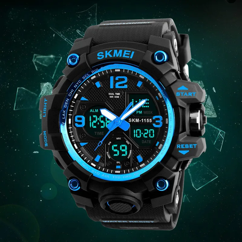 Мужские водонепроницаемые электронные часы US многофункциональные спортивные на