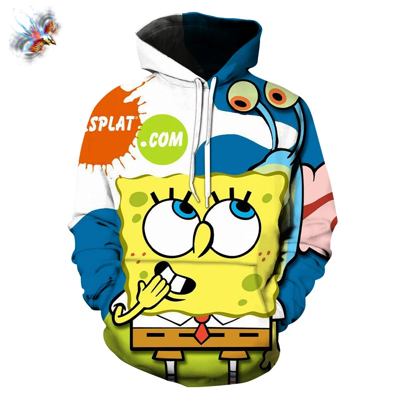 

Комплект одежды для всей семьи, толстовки для мужчин и женщин, милый Повседневный свитшот с 3D принтом Губка Боб, детский мультяшный свитшот, ...