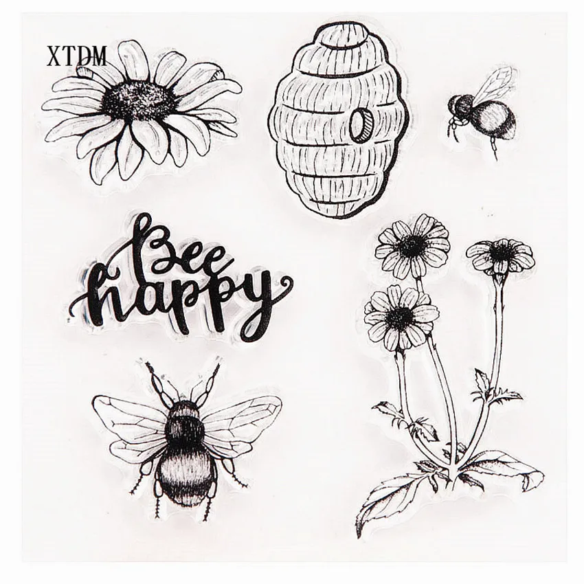 Горячая продажа пчелиный Алфавит Прозрачный штамп/силиконовый валик для