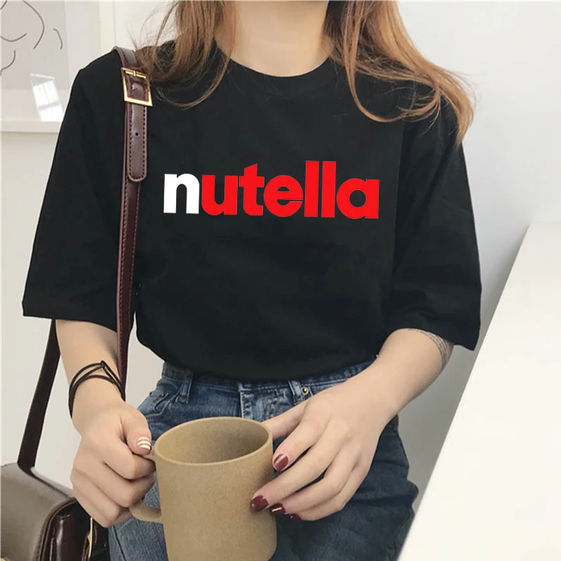 Футболка Nutella Kawaii женская с коротким рукавом черная футболка в стиле Харадзюку