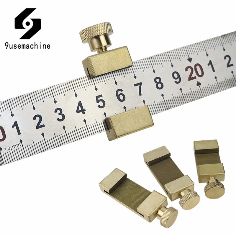 Adjustable Steel Ruler Angle Marking Gauge Positioning Block 90 Degree Brass Line Scriber Locator DIY Carpentry Tools