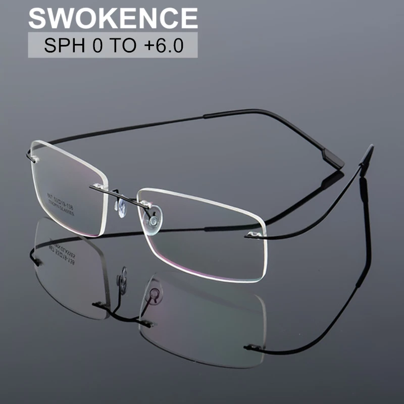 SWOKENCE Очки для чтения SPH от 0 до + 6 без оправы Настраиваемый очки пресбиопических