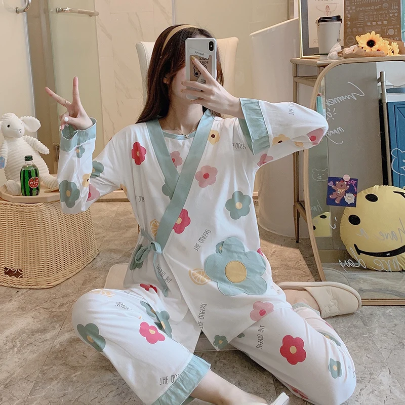 

3 PCs/Set Printed Maternity Nursing Sleepwear Breastfeeding Clothes for Pregnant Women Pregnancy Breast Feeding Pajamas Suits