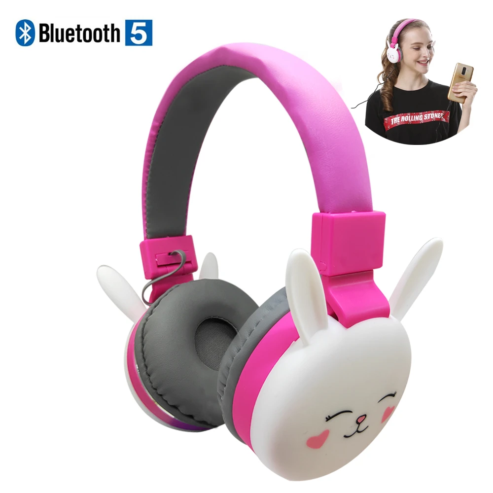 Беспроводная Bluetooth гарнитура с милым Кроликом складные наушники вкладыши