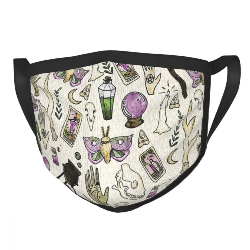 

Witch Pattern Reusable Face Mask Tarot Occult Magic Boho Anti Haze Mask Protection Cover Respirator Mouth Muffle