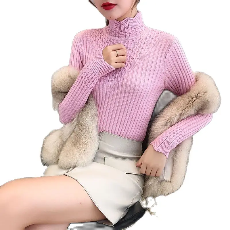 Свитер для женщин и зимы новая коллекция 2021 года Облегающая рубашка с широкими