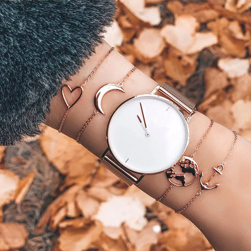 4 шт./компл. винтажный женский браслет карта мира полумесяц якорь полые любовь