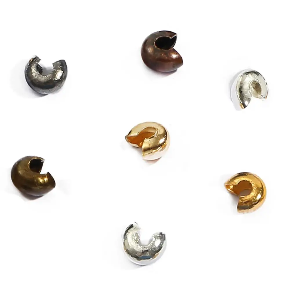 New 100pcs/lot Copper Round Covers Crimp End Beads Dia 3 4 5 mm Stopper Spacer For DIY Jewelry Making Findings Supplies | Украшения и