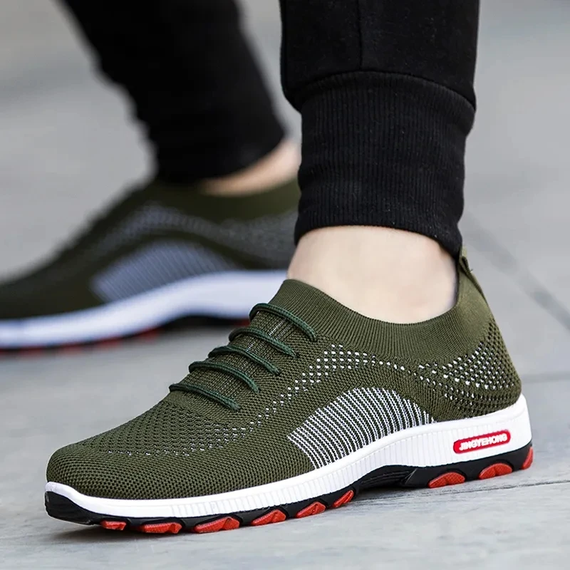 

Spring Summer Knit Sneakers For Men Casual Sport Shoes Sock Sneakers Boys Jogging Shoes Man Elastic Slio On Mesh Sneakers 2021