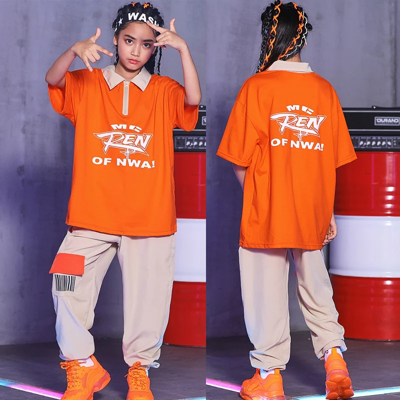 

Летний детский костюм для джазовых танцев Красивая свободная одежда для подиума в стиле хип-хоп с короткими рукавами для девочек Уличная Одежда для танцев для мальчиков, DL5448