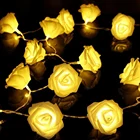 Гирлянда с 10 светодиодами и 20 светодиодами в виде роз, гирлянда с питанием от батарейки для украшения свадьбы, Рождества, Дня Святого Валентина, праздвечерние