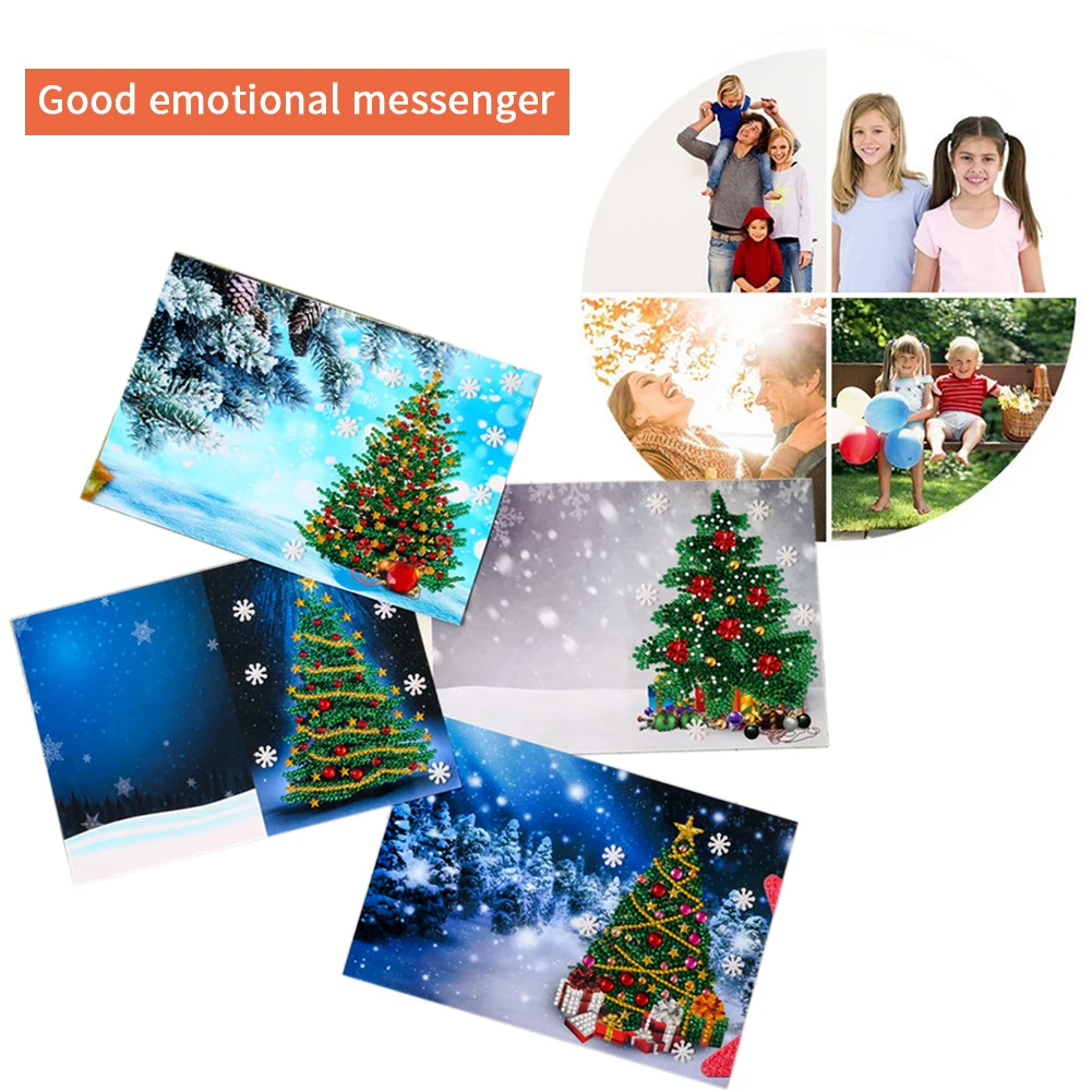 Украшение для праздника новогодняя елка Рождественская открытка набор стразы