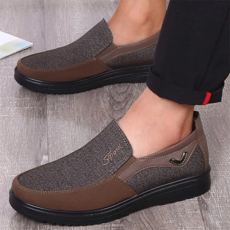 Мужские парусиновые туфли удобная повседневная обувь на плоской подошве большой