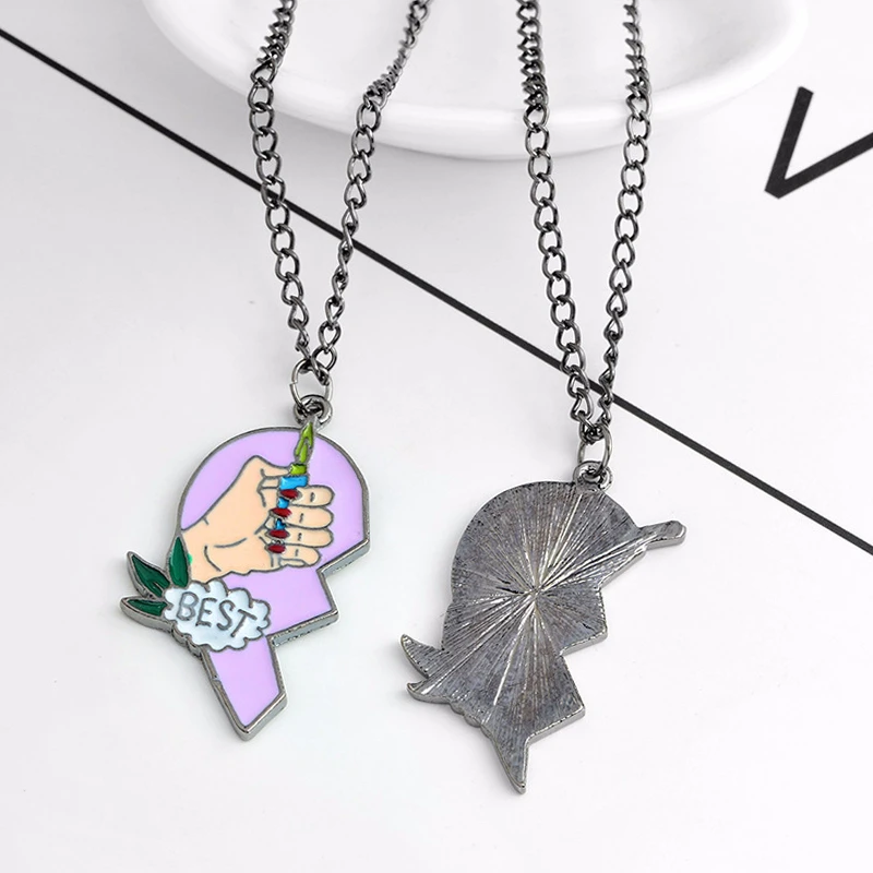 Милая подвеска BFF с разбитыми сердцами разноцветная ожерелье подсветкой черные