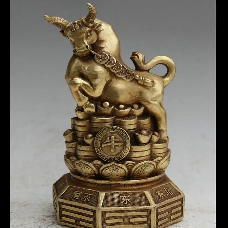 

Zhaorui4884421 + + 8 дюймов китайская, медная, фольклорная богатство фэн-шуй год зодиака статуя быка скульптура