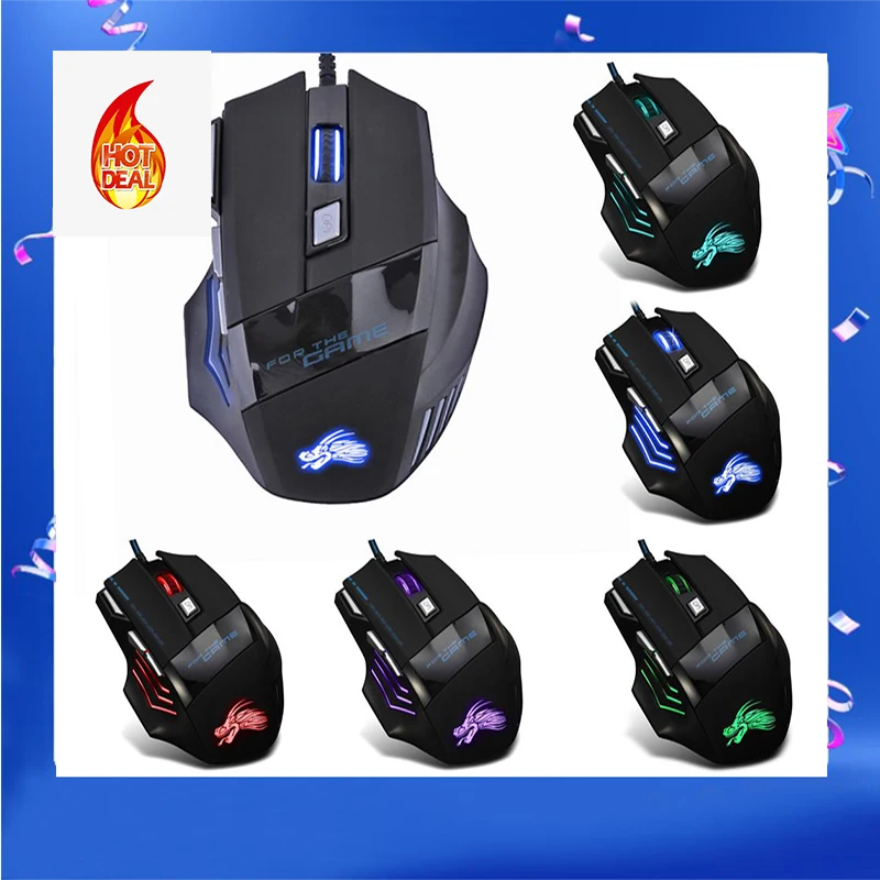 Прямая поставка 5500DPI светодиодный ная оптическая эргономичная 7 кнопок