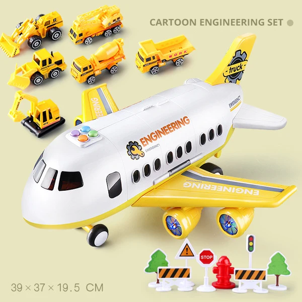 Yellow Engineer Set1 10 стильных детских игрушек модель самолета музыкальная дорожка инерционный воздушный лайнер большой пассажирский самолет Diecasts& игрушечные транспортные средства Детские самолеты - Цвет: Yellow Engineer Set1