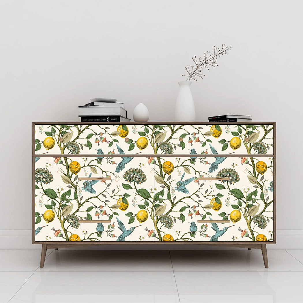 

Bird Self Adhesive Wallpaper Fresh Lemon Tree Peel and Stick Wallpaper Removable Waterproof Prepasted Wallpaper Wall Sticker