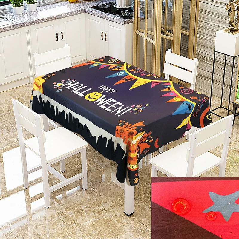 Скатерть на Хэллоуин Simanfei водостойкая маслостойкая с принтом обеденный стол