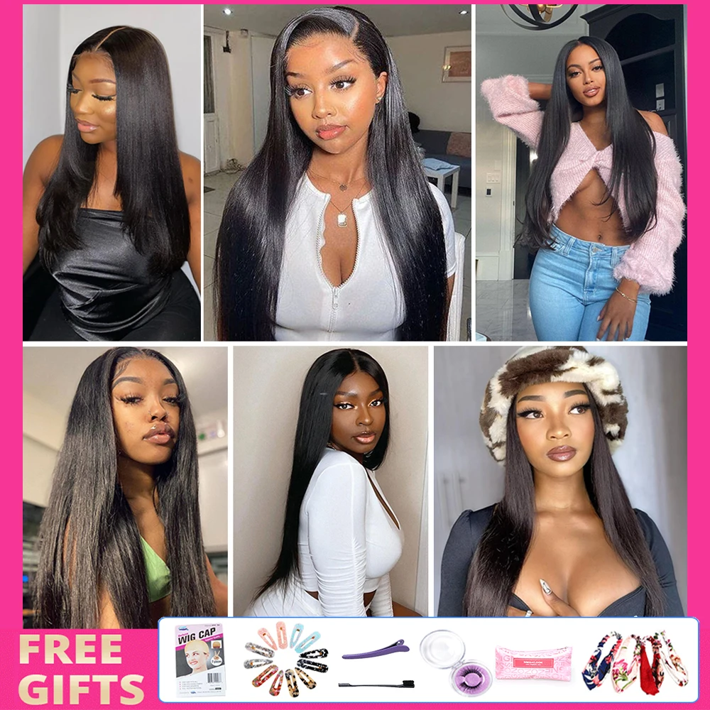 

Straight Lace Front Wig Transparent Lace Frontal Wig Pre Plucked Brazilian Remy Human Hair Wigs 13x4 Lace Front Wigs 28 Inch
