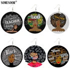 Серьги-подвески женские SOMESOOR, деревянные, с двусторонними принтами