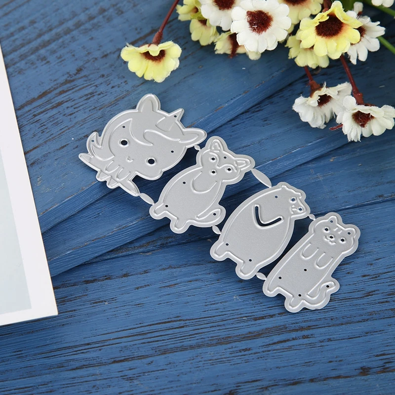 Единорог с изображением лисички металлический Трафаретный вырубной штамп