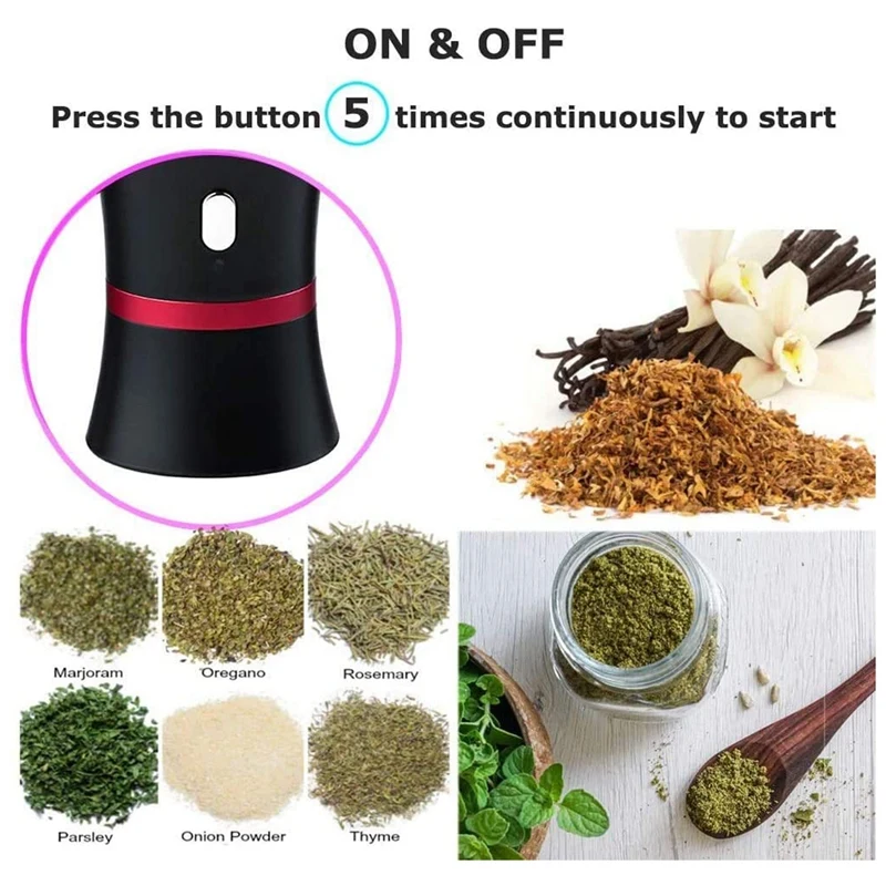 Electric Herb Grinder Dried Spice Fine With Pollen Catcher Smart Control Rolling | Дом и сад
