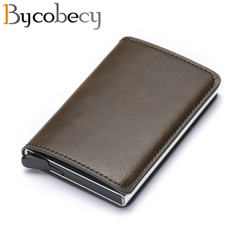 Мужская автоматическая визитница Bycobecy, футляр для удостоверения личности, держатель для кредитных карт, бумажник с радиочастотной идентификацией, алюминиевое портмоне