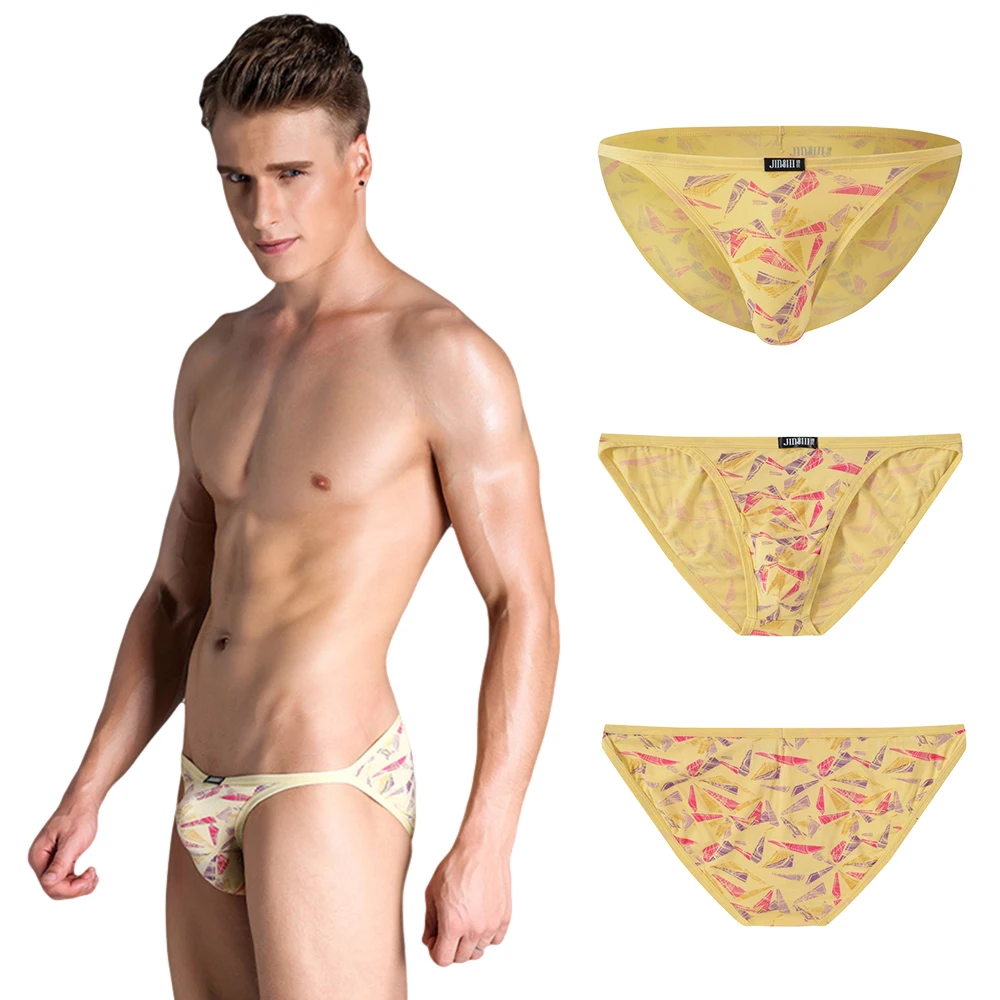 Men's Underwear Briefs Low Rise Print Panties Soft Bamboo Breathable Briefs For Men