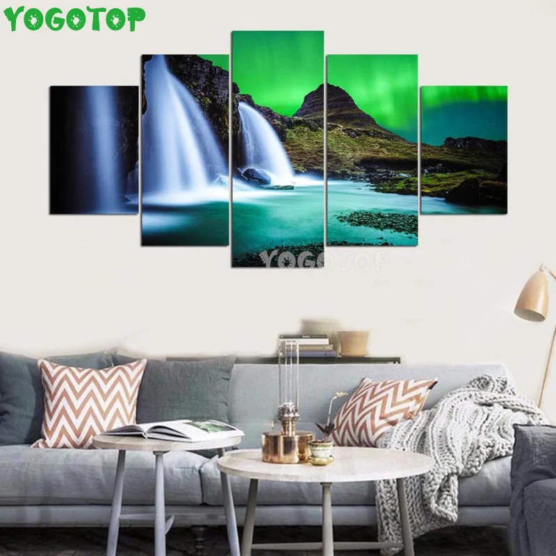 

5 Piece Aurora Iceland scenery diamond painting Full drill 5d diy mosaic diamond embroidery puzzle,Wall Art ML1516