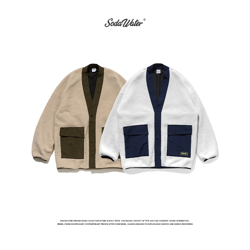 Мужская Флисовая Куртка SODAWATER уличная Толстая куртка свободного покроя флисовая
