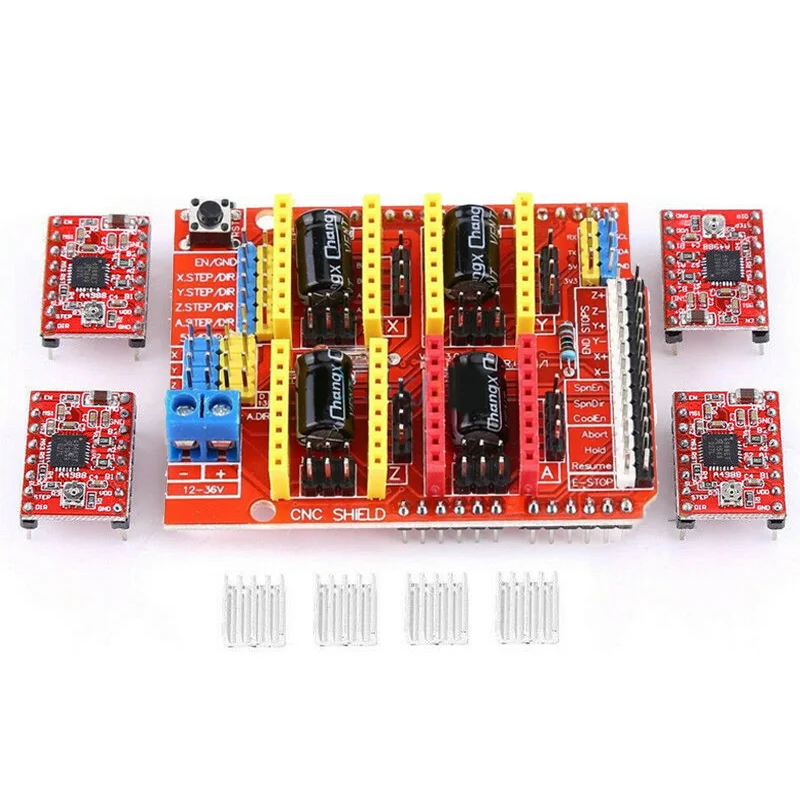 Щит с ЧПУ + 4 шт. A4988 Драйвер шагового двигателя для Arduino V3 инструменты гравировки