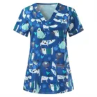 Голубые ботинки Женская стильная футболка с изображением персонажей видеоигр принт топы с V-образным вырезом и короткими рукавами, топы с рисунком Рабочая форма футболки женская одежда